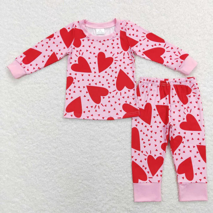 Sibling Girls Baby Kids Valentines Tee Shirts Top Pants Pajamas Clothes Sets