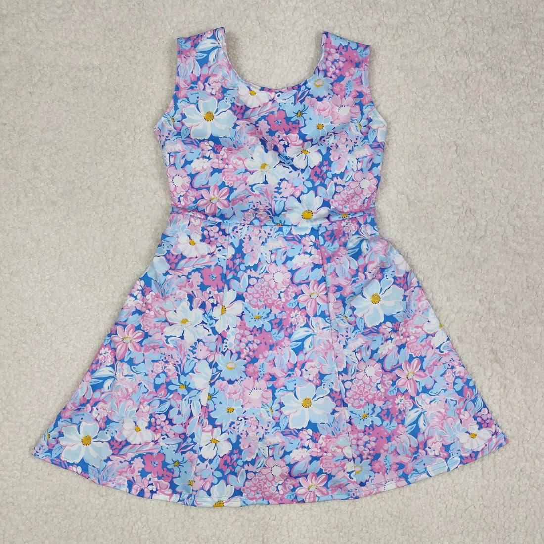 6.2 Sibling Baby Girls Strap Strawberry Floral Skorts Yoga Knee Length Dresses