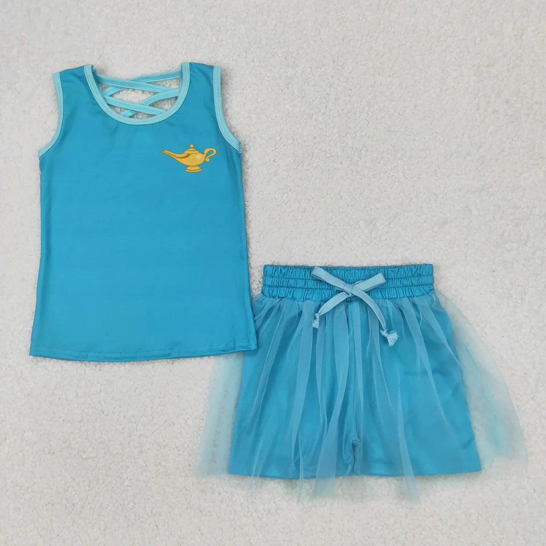 5.15 Sibling Baby Girls Sleeveless Princess Vest Shirt Tassel Short Skirt Clothes Sets
