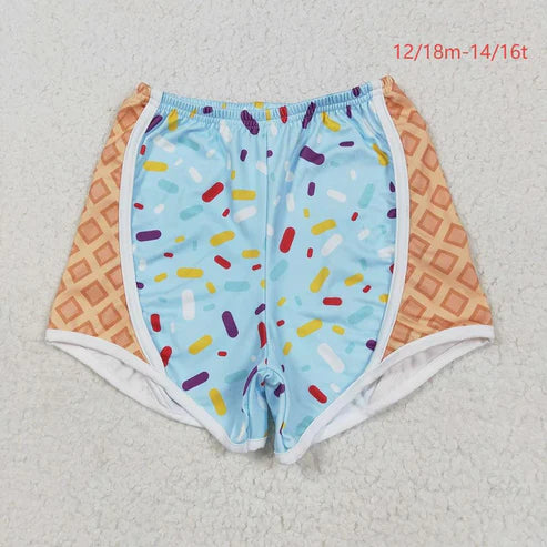 6.26 Sibling Baby Girls 3 Colors Ice-cream Drip Yoga Shorts Bottoms