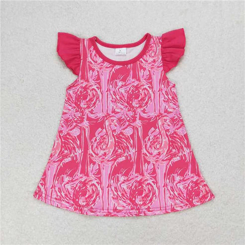 4.14 Sibling Baby Girls Sea Flowers Flutter Sleeve Tunic Tops