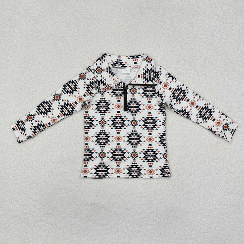 10.31 Sibling Baby Boys Western Aztec Long Sleeves Zipper Pullover Tops