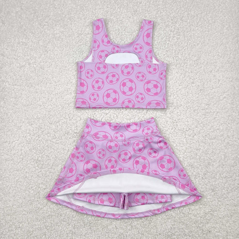 5.5 Sibling Baby Girls Football Baseball Cheer Yoga Active Wear Top Shorts Skirts Clothes Sets