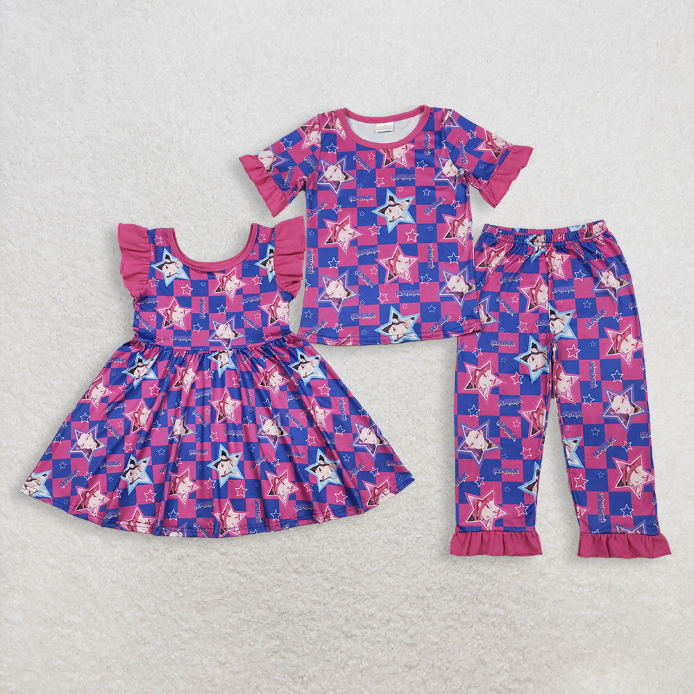 12/18m-14/16t Sibling Baby Girls clothes kpop short sleeve Top Flare Pants Clothes Sets and dress