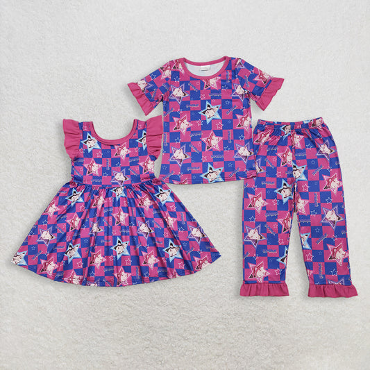 12/18m-14/16t Sibling Baby Girls clothes kpop short sleeve Top Flare Pants Clothes Sets and dress