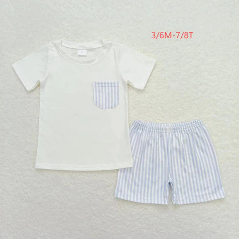 4.19  Sibling Baby Boys Cotton Pocket Top Shorts Outfits Sets