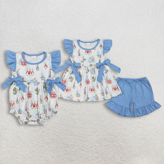 Sibling Baby girls clothes easter shorts Sleeve Shorts Clothes Sets and romper