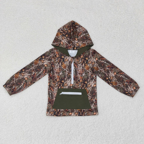 6.2 Sibling Baby Boys Western Camo Zipper Pockets Hoodies Fall Pullovers Tops
