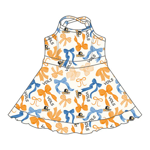 6.10 Custom Moq 3 each item Sibling Baby Girls TN Team Dresses Clothes Sets