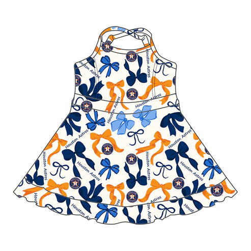 6.10 Custom Moq 3 each item Sibling Baby Girls Houston Team Dresses Clothes Sets