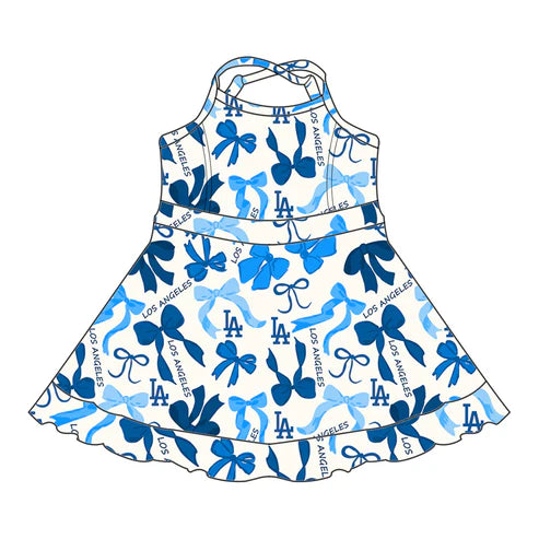 6.10 Custom Moq 3 each item Sibling Baby Girls LA Team Dresses Clothes Sets
