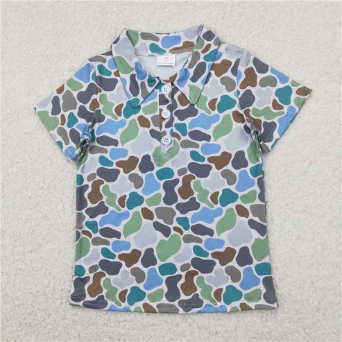 4.14 Sibling Baby Boys Short Sleeves Button Camouflage Polo Shirts Tops