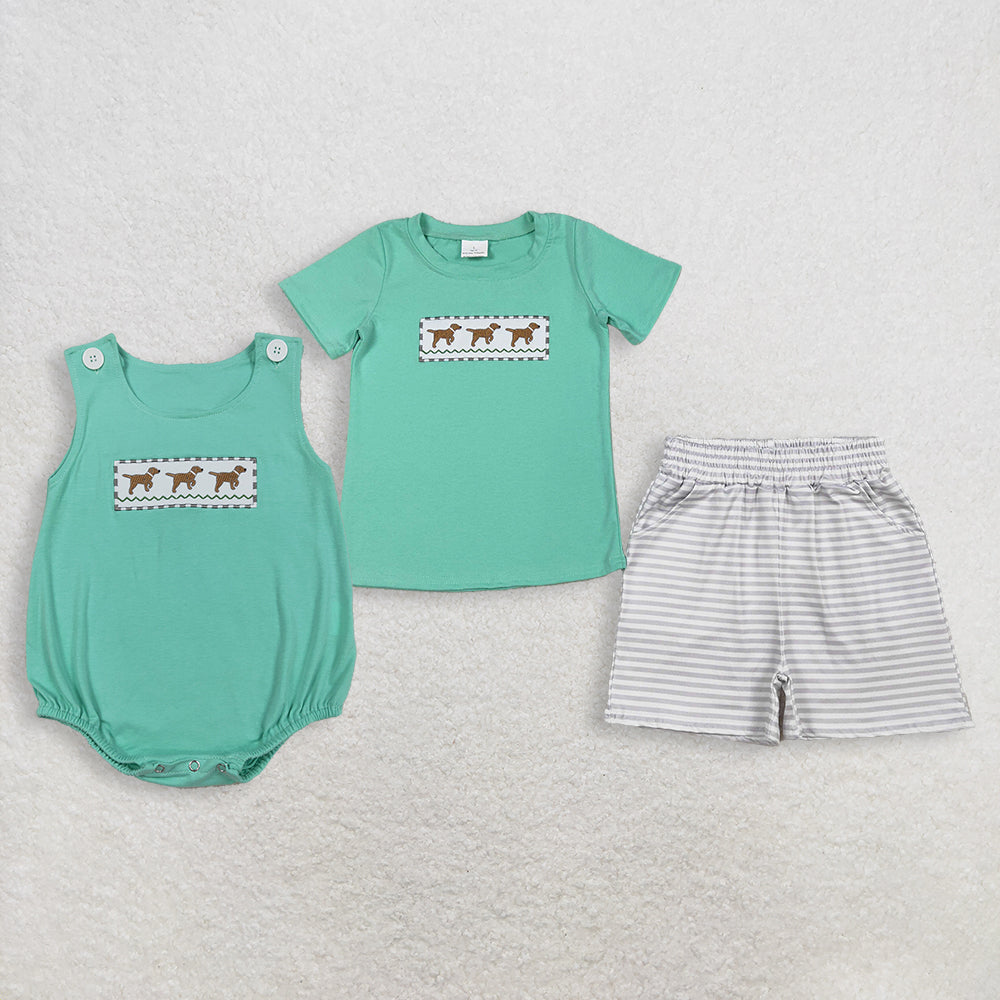Sibling Baby boy clothes Embroidery short sleeve shorts sets and Rompers