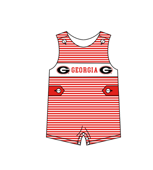 1.30 Custom Order Moq 3 Baby Boy Sleeveless Stripes Button Georgia Team Bubble Rompers