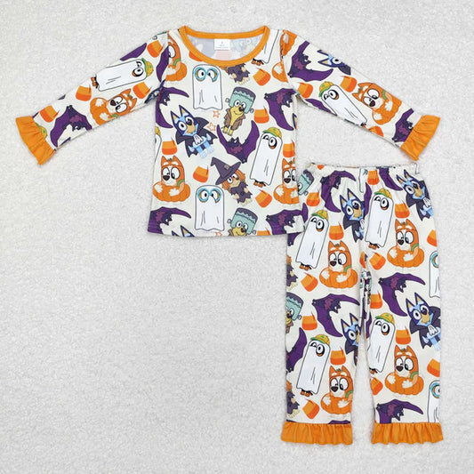 GLP1757 Baby Girls Halloween Dog Ghost Top Pants Pajamas Clothes Set