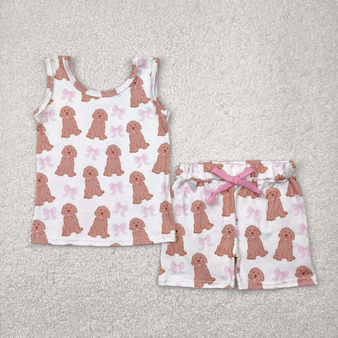 4.29 GSSO2475 Baby Girls Sleeveless Dogs Bows Set