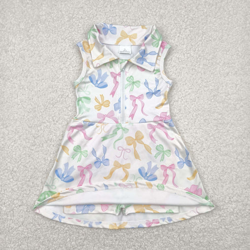 4.25 GSD2141 Baby Girls Colorful Bows Yoga Active Wear Skort Knee Length Dress