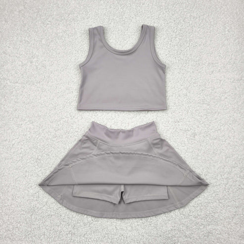 4.25 GSD1983 Baby Girls Grey Vest Top Sports Skorts Clothes Set