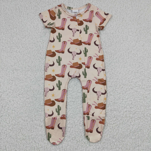 4.29 RTS NO MOQ SR0192 Boots Bullhead Hat Cactus Short Sleeve Bodysuit