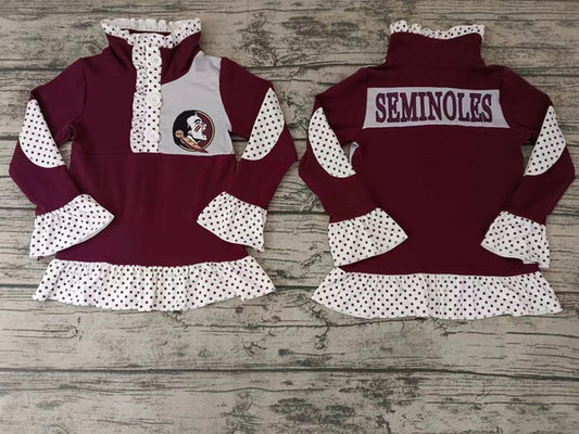 4.30 Preorder moq 3 Baby Girls Team Dark Red Pullover Shirt Tee Shirts