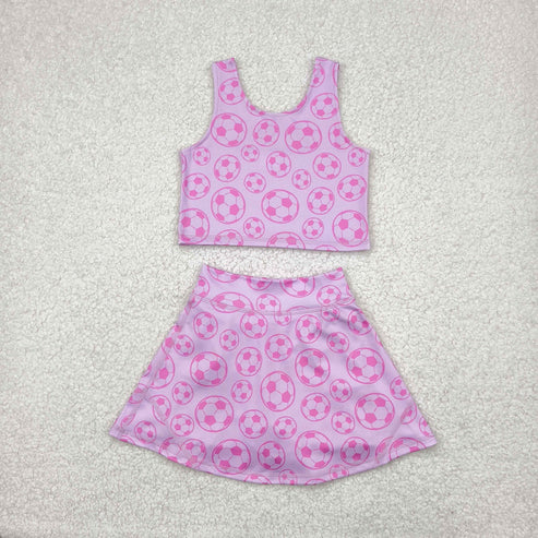 4.25 GSD1468 Baby Girls Football Athletic Active Wear Top Shorts Skirts Clothes Set