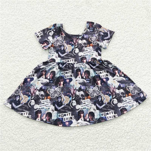 4.28 GSD0332 Girls Wednesday Black Short Sleeve Dress