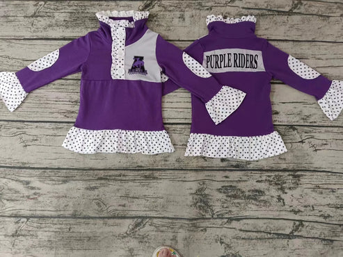 4.28 Preorder moq 3 Baby Girls Team Purple Pullover Shirt Tee Shirts