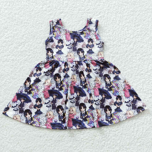 4.28 RTS NO MOQ GSD0335 Girls Wednesday Tank Dress