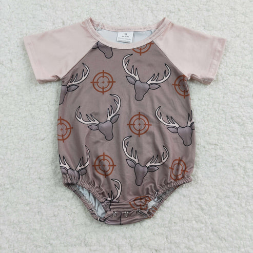 4.29 RTS NO MOQ SR0131 Boys bull head dark coffee short-sleeved jumpsuit