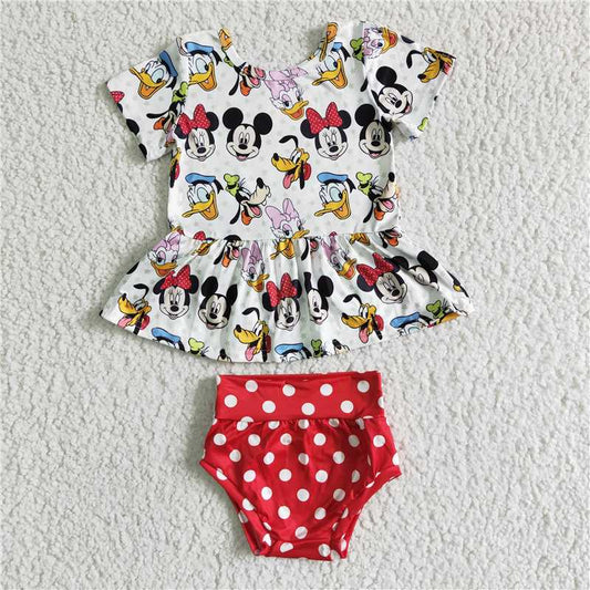 4.26 B5-10 Cartoon Short Sleeve Polka Dot Red Thong