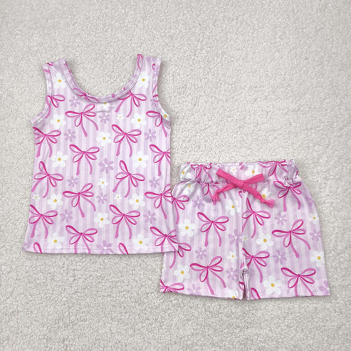 4.25 GSSO2479 Baby Girls Sleeveless Pink Bows Flowers Set