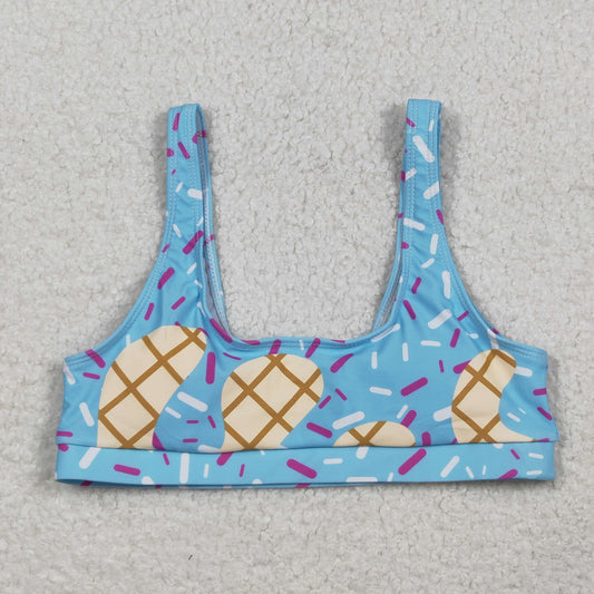 S0575 Adult Women Blue Drip Sprinkles Team Bra Swimming Tops
