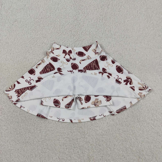 GLK0139 Kids Baby Girls Dark Red Bows Go Team Yoga Skirt Shorts Bottom