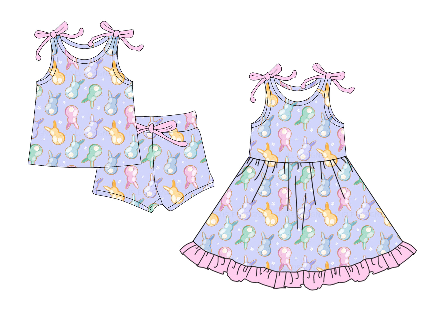 26.1.5 Custom MOQ:3 or 5 pcs each design milk silk Sibling baby girl clothes easter short sleeve shorts sets and dress
