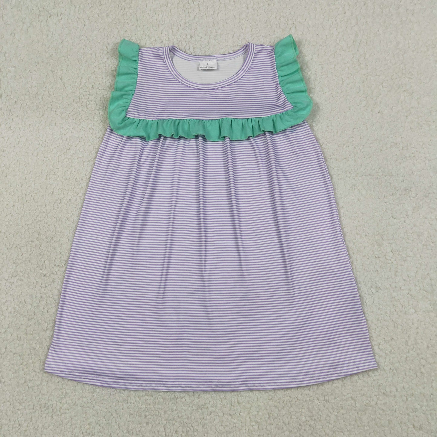 GSD3560 Kids Baby Girls Sleeveless Purple Stripe Knee Length Dresses