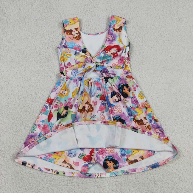 GSD2136 Kids Baby Girls Princess Flowers Yoga Active Wear Skort Knee Length Dresses