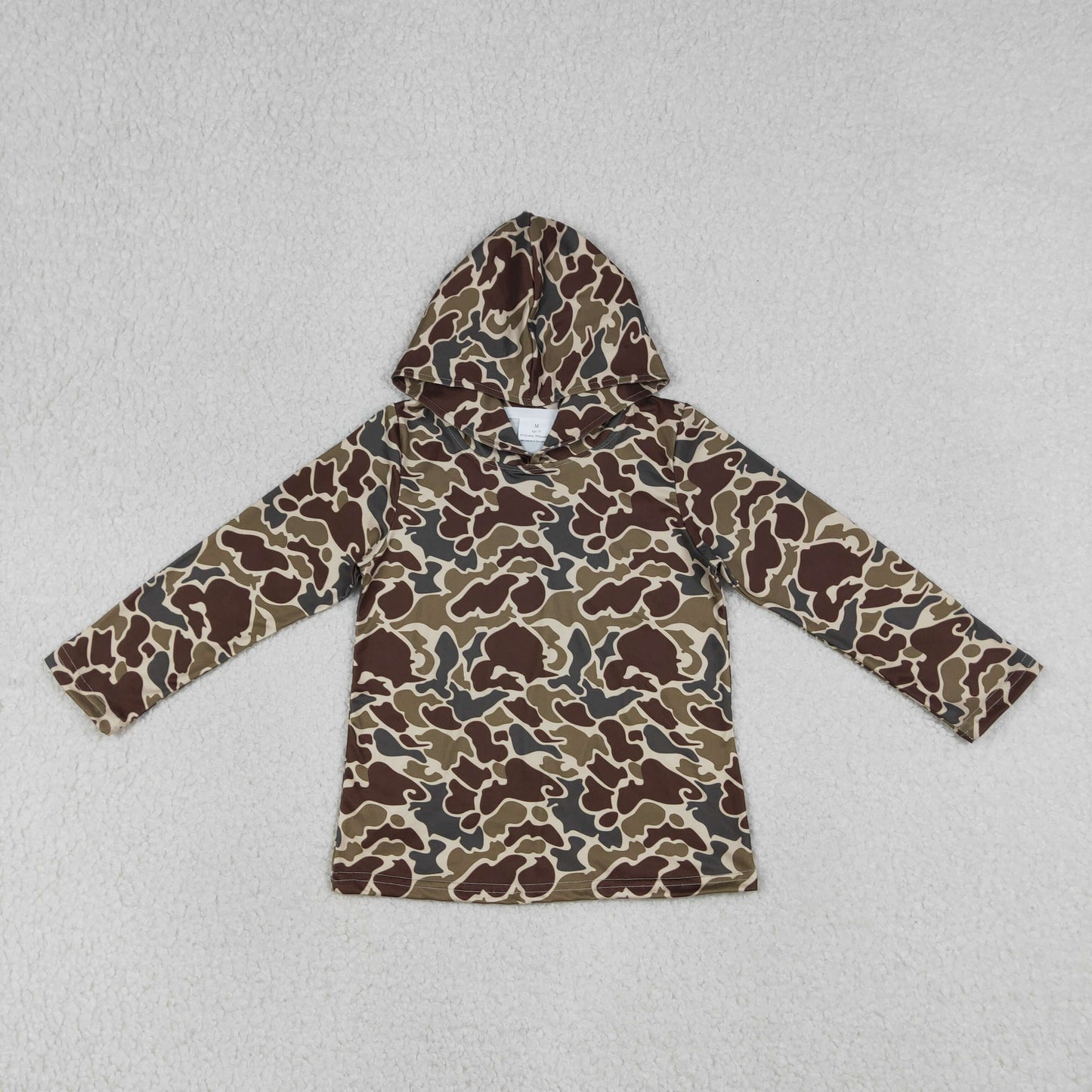 RTS NO MOQ（In Stock) BT1650 Brown-Green Camouflage Hooded Long-Sleeve Top