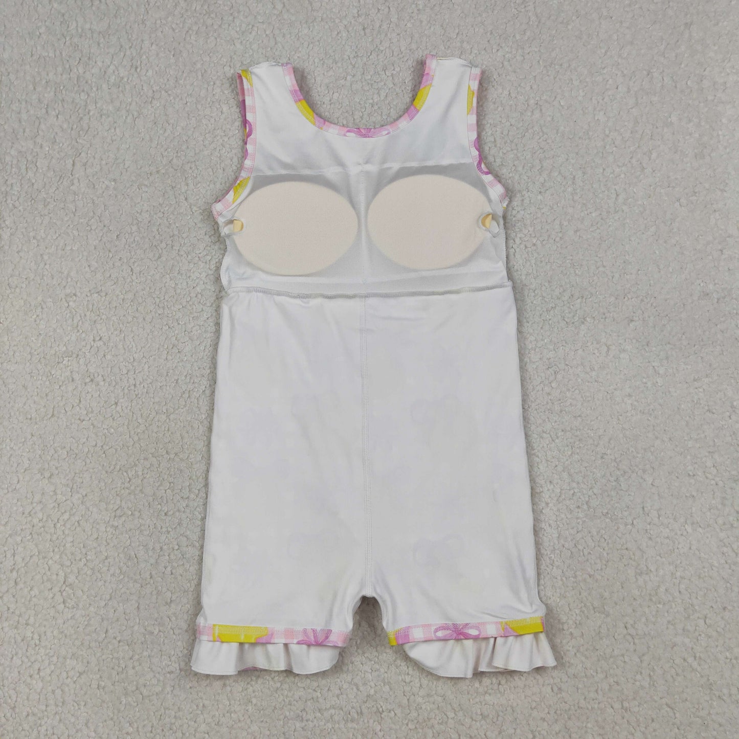 GSD3683 Kids Baby Girls Pink Checked Bows Lemons Yoga Active Shorts Ruffle Knee Length Dress