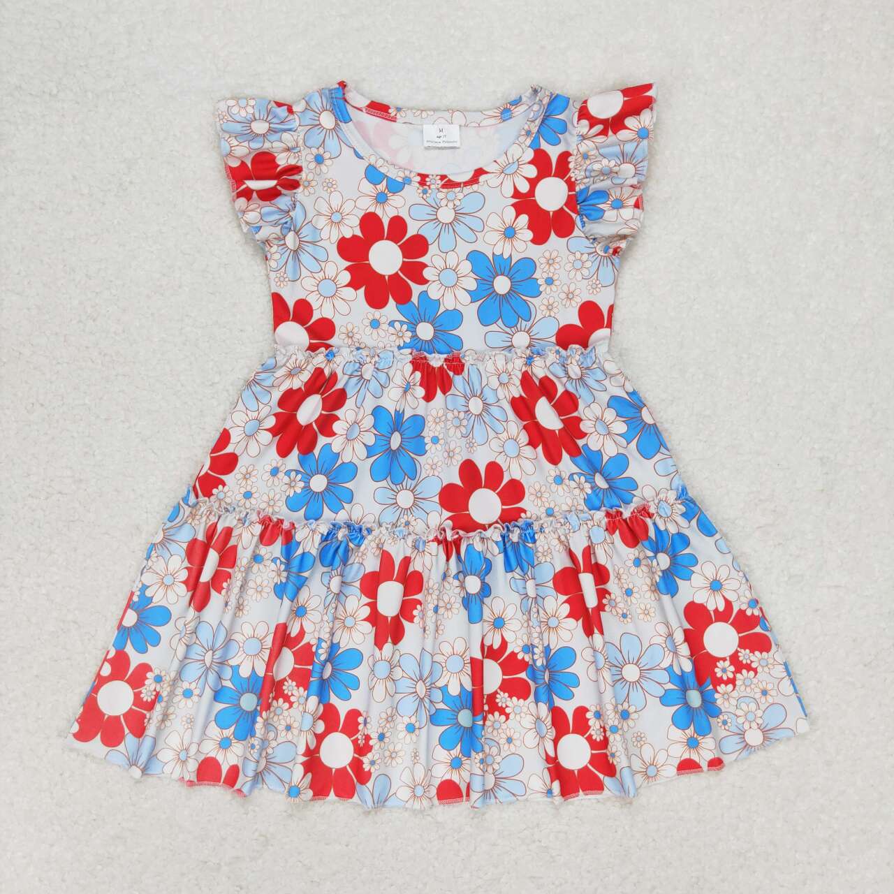 GSD0921 Red-blue flower dress with flying sleeves