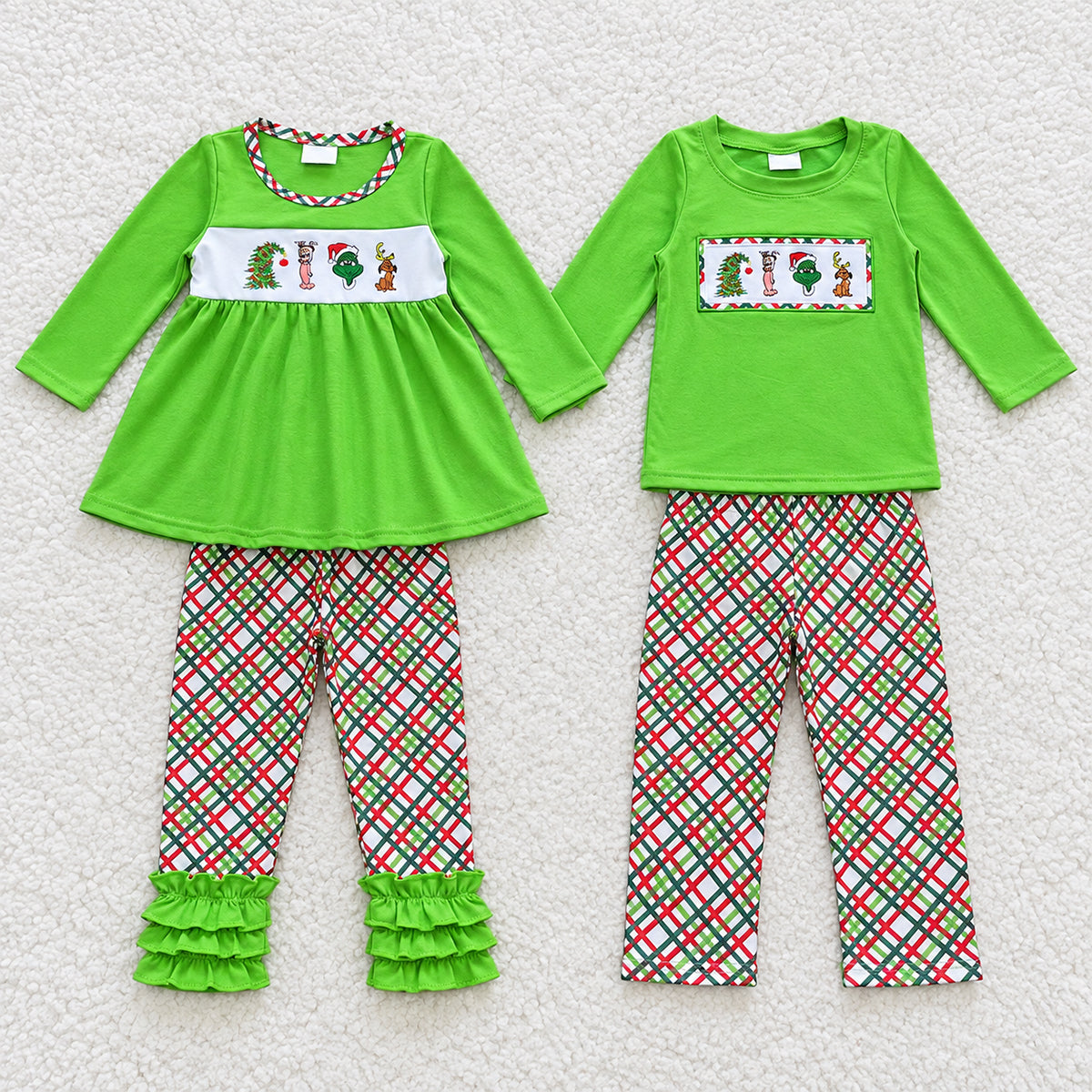 Sibling Baby Boys Girls Christmas Frog Pants Clothes Sets