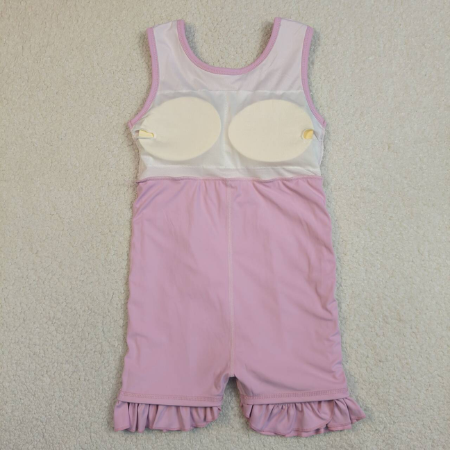 GSD3034 Kids Baby Girls Pink Sleeveless Yoga Active Shorts Ruffle Knee Length Dresses