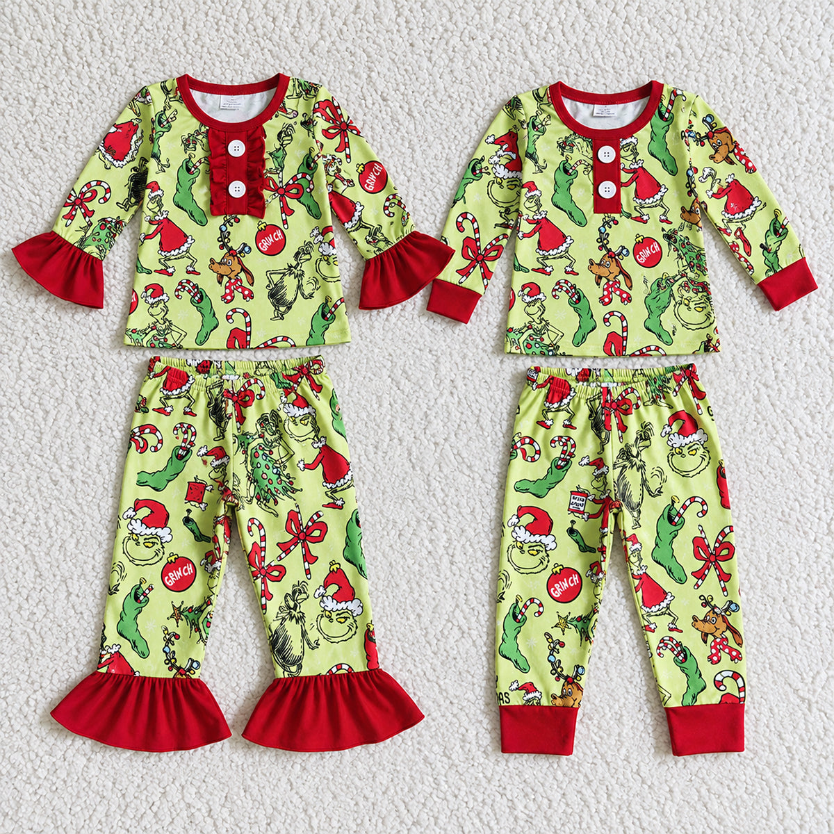 Sibling Baby Boys Christmas Girls Candy Holiday Pajamas Clothes Sets