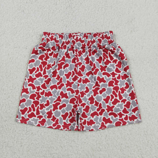 SS0880 Kids Baby Boys Red Grey Camo Team Pockets Shorts Bottom