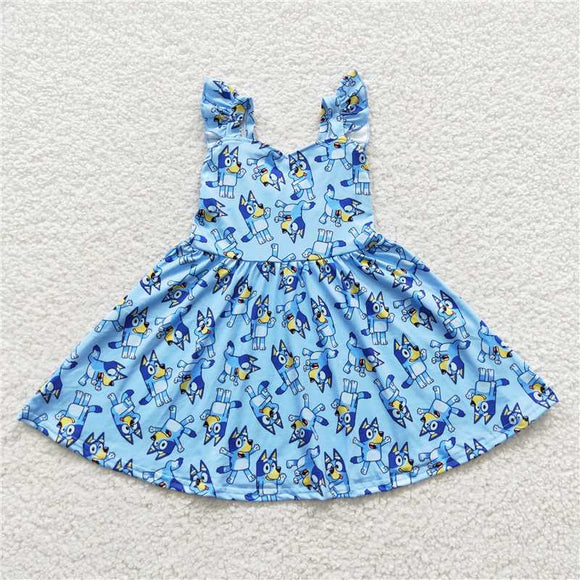 GSD0421 Cartoon dog bluey Blue sleeved dress