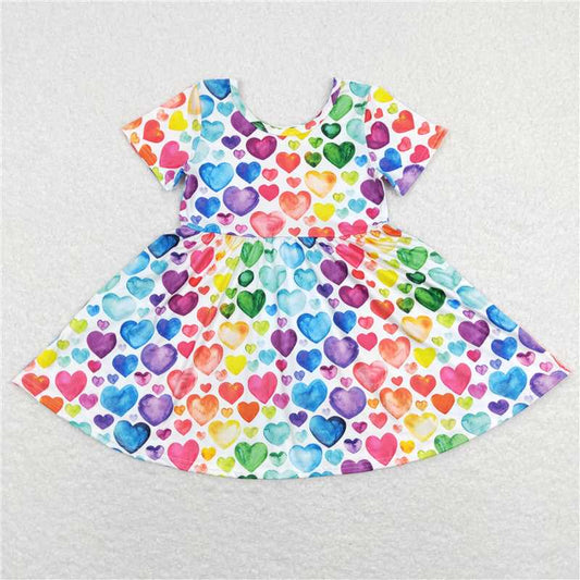 C7-16 Colorful love Valentine's Day short sleeve dress