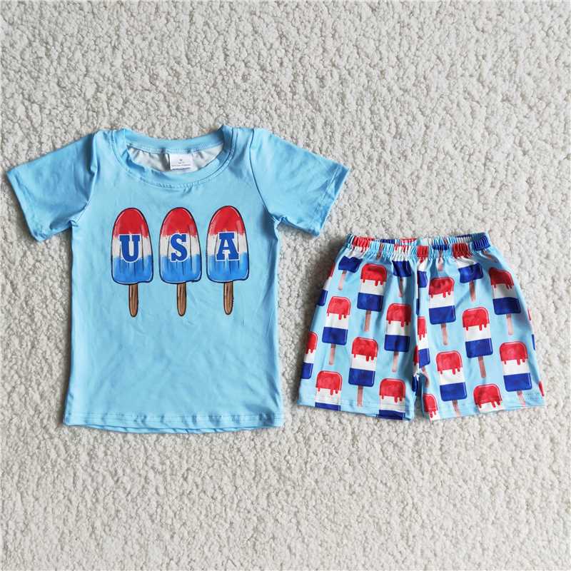 RTS NO MOQ（In Stock) D7-15 Blue USA Popsicle Boy Set