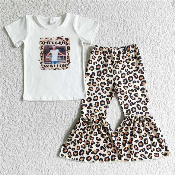 B10-24 Singer white T leopard print pantsuit