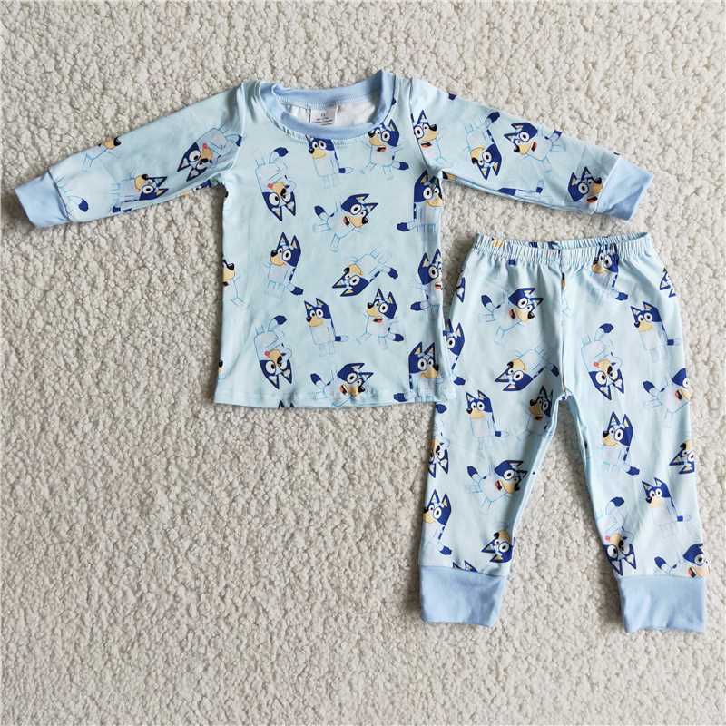 6 A3-20 Bluey Boys long sleeved pant pajama set