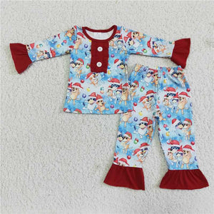 6 A15-4 Girls Bluey long sleeved trousers pajamas