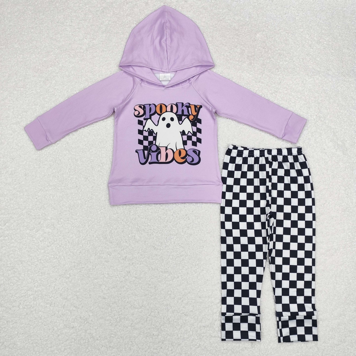 BLP0792 Baby Boys Halloween Spooky Hooded Top Checked Pants Outfits Sets